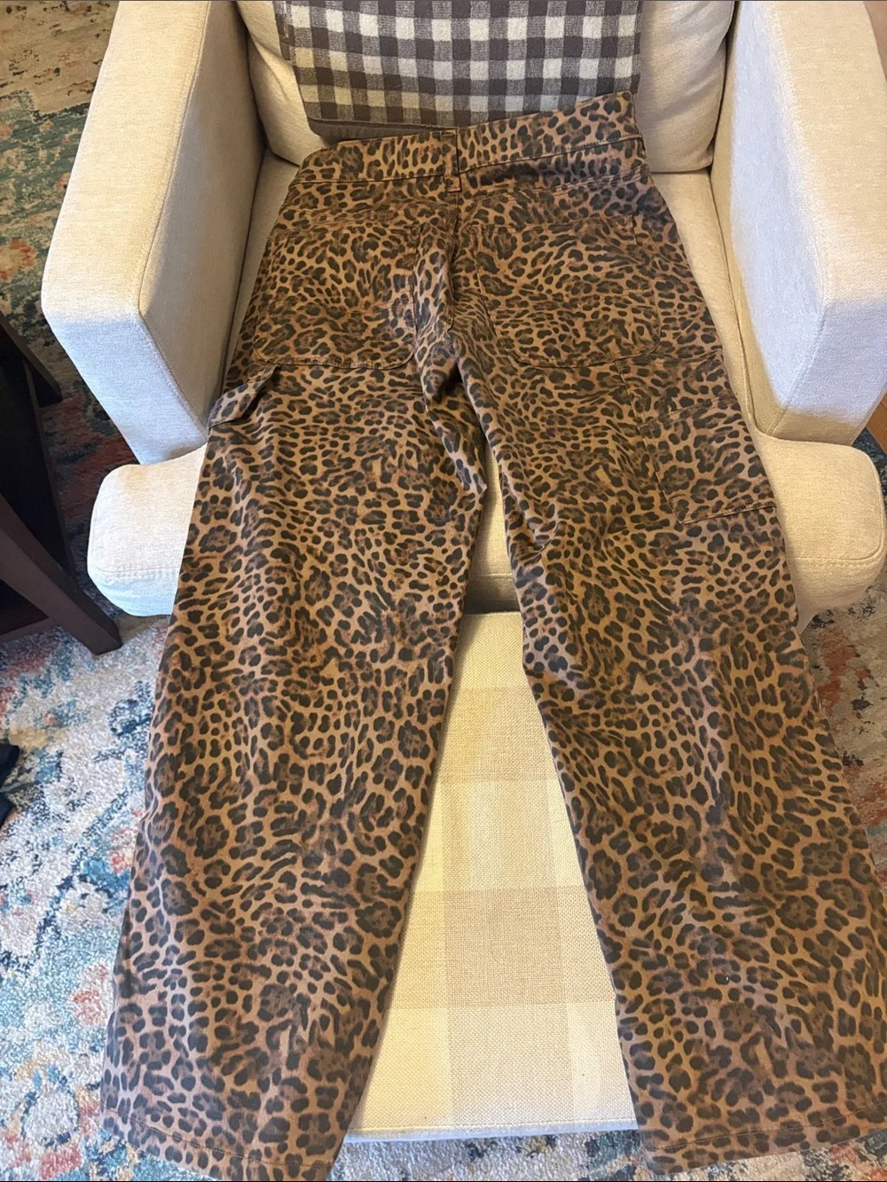 GAP Women’s Straight Leg Leopard Print Jeans - Brown/Black - Picture 4 of 4